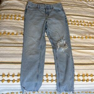 American Eagle Outfitters Light Blue Ripped 90s Straight Leg Jeans